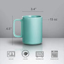E-liu Porcelain Tea Mugs Coffee Mug Set, Large 15 Ounces Cups for Coffee, Tea, Cocoa, and Mulled Drinks, Set of 6, Turquoise by CozyNest Decor