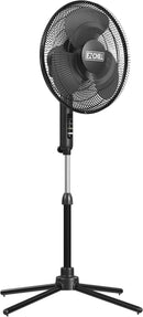 EZ-CHILL 16” Oscillating Pedestal Fan, 3-speed Options, 90-Degree Oscillating Head, Adjustable Height and Tilt, Powerful Air Flow, Black, MTFS-16B-BLK by CozyNest Decor