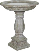 SunJet 23.8” H x 20” Dia Outdoor Birdbath with Exquisite Carvings Pedestal - Fibre Reinforced Concrete Birdbaths, Neoclassical Style Design for Garden Decor & Bird Attraction by GreenHaven Gardens