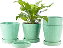 EFISPSS Flower Planter –5 inch Ceramic Plant Pots with Drainage Holes and Ceramic Tray - Gardening Home Desktop Office Windowsill Decoration Gift Set of 4 - Plants NOT Included by GreenHaven Gardens