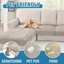 H.VERSAILTEX Velvet Stretch 3-Piece L Shape Sectional Couch Covers (Large 2 Seater + 1 Chaise, Oatmeal) by CozyNest Decor