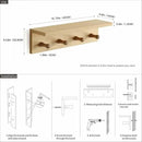 Entrance Coat Rack ，Coat Hooks, Wall-Mounted Wooden Hook Rack, Wall-Mounted Shelves are Very Suitable (Oak Colored Finish-1) by CozyNest Decor