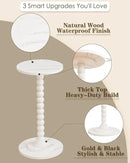 Masupu Round Side Table, Small Drink Table for Small Spaces, Pedestal End Table with Solid Wood Leg for Living Room, Bedroom, Corners(Marble White) by CozyNest Decor