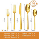 KINGSTONE Gold Silverware Set, 40-Piece Forged Flatware Set Cutlery Set Premium Stainless Steel, Service for 8, for Kitchen, Home, Wedding, Party, Mirror Polished Dishwasher Safe by CozyNest Decor