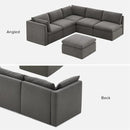 mopio Oversized Modular Sectional Sofa with Fully Removable Covers and Storage, Convertible U, L-Shaped and Sleeper Sectional, Modern Couches with Ottoman Chaise (Stone Gray Fabric, 6 Seats, L) by CozyNest Decor
