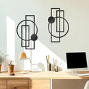 OYEFLY 2 Pcs Metal Abstract Wall Art,Modern Geometric Decor (Black, style 1) by CozyNest Decor