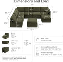 mopio Oversized Modular Sectional Sofa with Fully Removable Covers and Storage, Convertible U, L-Shaped and Sleeper Sectional, Modern Couches with Ottoman Chaise (Olive Green Velvet, 8 Seats, U) by CozyNest Decor