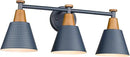 FEMILA Bathroom Vanity Light, 3-Light Modern Bathroom Light Fixture with Hammered Metal Shade Finish, Dark Blue Wall Sconce Lamp Lighting for Bedroom, 4FG59B-3W Blue by CozyNest Decor