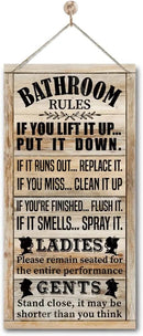 Rustic & Funny Bathroom Signs - Western & Farmhouse Bathroom Rules Wall Decor E1 by CozyNest Decor