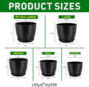 Plant Pots with Multi Drainage Holes - 5 Pieces Versatile, Sturdy Plastic, Stackable Design Home Decor Flower Pots for Indoor and Outdoor Gardening - Black by GreenHaven Gardens
