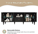 ARTPOWER 67'' Mid-Century Modern TV Stand with Storage Drawer and Doors, Long TV Stand with Adjustable Shelves for 75 Inch TV for Living Room, Bedroom, Black by CozyNest Decor