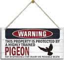 Warning Sign, Pigeon Warning Wood Plaque Sign, Funny Door Signs, Decorative Wood Hanging Suspension Plaque, Farmhouse Wooden Wall Decor, Outdoor Hanging Wooden Signs by CozyNest Decor