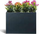 BAYN Metal Rectangular Planter Box Tall Planters for Outdoor Plants Modern Heavy Duty with Drainage Holes for Outside Indoor Patio Deck - Grey, 32”x 12”x 24” by CozyNest Decor