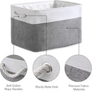 TheWarmHome Organization and Storage Basket for Organizing - 3 Pack 16x12x12 inch Cube Storage Bin Fabric Storage Cubes for Organizer Cloth Gift Toy Closet (White & Grey) by TinyTreasures Baby Boutique