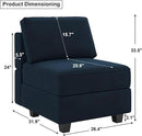 Belffin Modular Sofa Middle Module with Storage Accent Armless Chair for Modular Sectional Sofa Couch Velvet Blue by CozyNest Decor