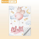 Personalized Baby Crib Bedding Set, 5 Pcs Custom Name Baby Crib Set with Double Layer Blanket, Soft Balloon Bunny Nursery Bedding Set for Girls Boys, Customized Gifts for Infants Toddlers by TinyTreasures Baby Boutique