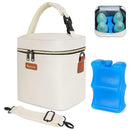 Mancro Breastmilk Cooler Bag for Travel, Fits 4 Baby Bottles Up to 9 Ounce, Baby Bottle bag with Ice Pack, Insulation Breast Milk Cooler Travel, Cream by TinyTreasures Baby Boutique