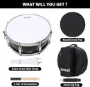 Snare Drum Kit, 14" x 5.5" Marching Snare Drum + Storage Padded Bag + Silent Mute Pad + Pair Of 5A Drumsticks + Drums Key, Portable Drums Hardware Set for Adults Kids Student Beginners (Black) by TinyTreasures Baby Boutique