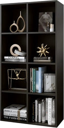 8-Cube Storage Shelf Bookcase - Wooden 4-Tier Floor Standing Open Bookshelf, Modern TV Stand up to 55 Inchs for Home and Office, Black by CozyNest Decor