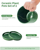 EFISPSS 6 Inch Plant Pot,Ceramic Pots for Plants with Drainage,Flower Pots Indoor Pots for Plants, Modern Flower Pots for Home and Office,Set of 2 - Patina by GreenHaven Gardens