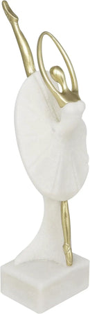 Deco 79 Polystone Dancer Decorative Sculpture Ballet Home Decor Statue with Gold Accents, Accent Figurine 4" x 4" x 14", Cream by CozyNest Decor