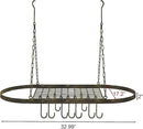 Sorbus® Pot and Pan Rack for Ceiling with Hooks — Decorative Oval Mounted Storage Rack — Multi-Purpose Organizer for Home, Restaurant, Kitchen Cookware, Utensils, Books, Household (Rustic) by CozyNest Decor