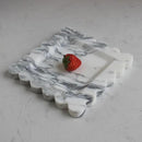 Natural Luxury Marble Tray with Scalloped Edge, Handmade Square Decorative Tray, Catch All Tray for Counter, Dresser, Nightstand and Home Décor (Arabescato Calacatta) by CozyNest Decor