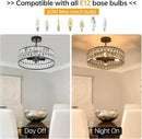 16” 4-Light Modern Crystal Chandeliers Black Dinning Room Light Fixture, Round Pendant Light Kitchen Island Chandelier, Flush Mount Ceiling Light for Living Room Entryway Bedroom Foyer by CozyNest Decor