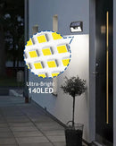 Peasur Solar Lights Outdoor Waterproof, 4 Pack 140LED Motion Sensor Light, 3 Modes Solar Powered Fence Security Lights for Patio Step Deck House Outside(Cool White) by GreenHaven Gardens