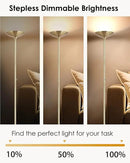 BoostArea Torchiere Floor Lamp Gold, 30W Super Bright LED Standing Lamp, 3000K Stepless Dimmable Pole Lamp with Rotary Switch, 70 Inch Tall Metal Modern Floor Lamps for Living Room/Bedroom/Office/Den by CozyNest Decor