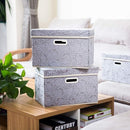 PRANDOM Collapsible Storage Boxes with Lids Fabric Decorative Storage Bins Cubes Organizer Containers Baskets with Cover Handles Divider for Bedroom Closet Living Room 14.9x9.8x9.8 Inch 3 Pack by TinyTreasures Baby Boutique