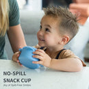 Silicone No Spill Snack Cups for Toddlers – Portable Baby Snack Cup Containers with Dustproof Lid – Dishwasher-Friendly Toddler Spill Proof Cups Without BPA, Lead, or Phthalates – Blue and Beige by TinyTreasures Baby Boutique