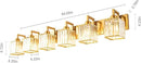 Modern Crystal Bathroom Vanity Light - 6-Lights Gold Brushed Brass Finish Wall Lamp by CozyNest Decor