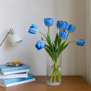 Buart Artificial Tulip in Bulk for Wedding Bridal Bouquet,Fake Flowers for Valentine's Day Mother's Day Easter Table Centerpieces Decorations(Light Blue,Real-Touch,12pcs) by CozyNest Decor