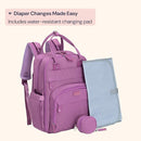 BabbleRoo Diaper Bag Backpack - Baby Essentials Travel Tote - Multi Function Waterproof Diaper Bag, Travel Essentials Baby Bag with Changing Pad, Stroller Straps & Pacifier Case - Unisex, Purple by TinyTreasures Baby Boutique