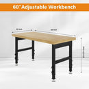 60" Work Bench, Adjustable Height Workbench, Heavy-Duty Thicker Work Table, 2000 LBS Load Capacity Workstation for Garage, Workshop, Office, Home by GreenHaven Gardens