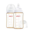 Pigeon PPSU Nursing Baby Bottle Wide Neck, Anti-Colic, Streamlined Body, Natural Feel, Easy to Clean, 8.1 Oz(Pack of 2), Includes 2pcs M Nipples (3m+) by TinyTreasures Baby Boutique