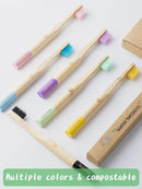 Bamboo Kids Toothbrushes (6 Pack) - Soft Bristle Organic Compostable BPA Free Toothbrush for Kids Toddler Baby Tooth Brush, Eco Friendly Natural Biodegradable Wooden Toothbrush - Round Handle by TinyTreasures Baby Boutique