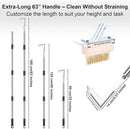 Long Handle Crack Weeder Tool Set with Adjustable 63 inch Handle, 2-in-1 Stainless Steel Crevice Weeding Tool & Brush for Weed and Moss Removal from Patios, Driveways, Sidewalk Cracks by GreenHaven Gardens