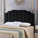 24KF Black Velvet Tufted Queen Upholstered Headboard, Modern Vertical Channel Design California Queen/Full Headboard with Stepped Silhouette Top Edge,Black by CozyNest Decor