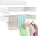 Wall Mounted Drying Rack for Laundry 23.6'', Foldable Laundry Drying Rack Clothing Wall Mount with 4 Towel Hooks and 4 Rods, Space Saving for Indoor Outdoor Bathroom Balcony (White, 23.6'') by CozyNest Decor
