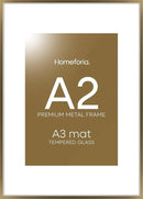 Homeforia A2 Picture Frame Bronze, High End Metal 16.5 x 23.4 inch Poster Frames with Mat 11.7 by 16.5 Photo, A2 Size Brass Frames Matted to A3 Print, 16.5x23.4 Hanging Frame, Tempered Glass, Set of 1 by CozyNest Decor