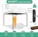COBIZI 10x10 Pop Up Canopy Tent Heavy Duty with 4 Sidewall, Commercial Outdoor Easy Pop Up Gazebo for Party Wedding All Weather Waterproof UV 50+ with Carry Bag(Leg Upgraded),White by GreenHaven Gardens
