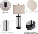 Modern Table Lamps for Living Room, Industrial Beside Lamps with 2 USB Ports, Rustic Nightstand Lamp with White Frosted Glass Night Light for Bedroom End Table Entryway, 2 Bulb Included by CozyNest Decor