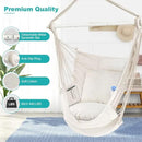 Outerman Hammock Chair, Hanging Chair with 3 Cushions and Foot Rest Support, Sturdy Metal Spreader Bar Max 440 Lbs, Swing Chair for Bedroom, Indoor & Outdoor, Patio, Porch or Tree（White） by GreenHaven Gardens