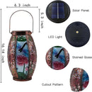 2PCS Dragonfly Solar Lanterns Glass & Metal Hanging Light Outdoor Waterproof 16" H Tabletop Lamp with Hollowed-Out Design with Shepherd's Hooks for Garden Patio Table Decor by GreenHaven Gardens