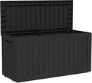 90 Gallon Lockable Resin Deck Box with Wheels, Waterproof & UV-Resistant Outdoor Storage Box for Outdoor Cushion Storage, Garden Tools & Pool Accessories Storage, Black by CozyNest Decor
