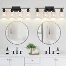4-Light Bathroom Light Fixtures, Matte Black Modern Vanity Lights with Clear Glass Shades, Bathroom Wall Lamp for Mirror Living Room Cabinet Bedroom Porch by CozyNest Decor