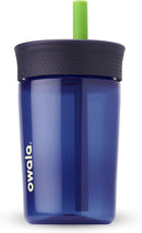 Owala Kids BPA-Free Plastic Tumbler with Spill Resistant Flexible Straw, Easy to Clean, Kids Water Bottle, Great for Travel, Dishwasher Safe, 15 Oz, Navy and Blue (Home Base) by TinyTreasures Baby Boutique