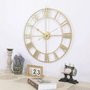 LEIKE Large Modern Wall Clocks,18" Gold Metal,Rustic,Round,Silent Non Ticking,Battery Operated Roman Numerals Clock for Living Room/Bedroom/Kitchen Wall Decor-(Gold, 47cm) by CozyNest Decor